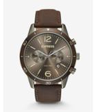 Express Brown Leather Strap Multi-function Whittier Watch