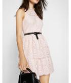 Express Petite Tiered Lace Fit And Flare Dress
