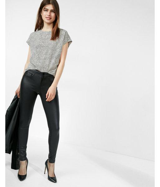 Express Print Zip Back Crew Neck Tee