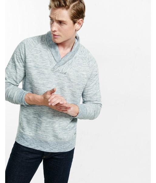 Express Mens Marled Shawl Collar Raglan Sleeve