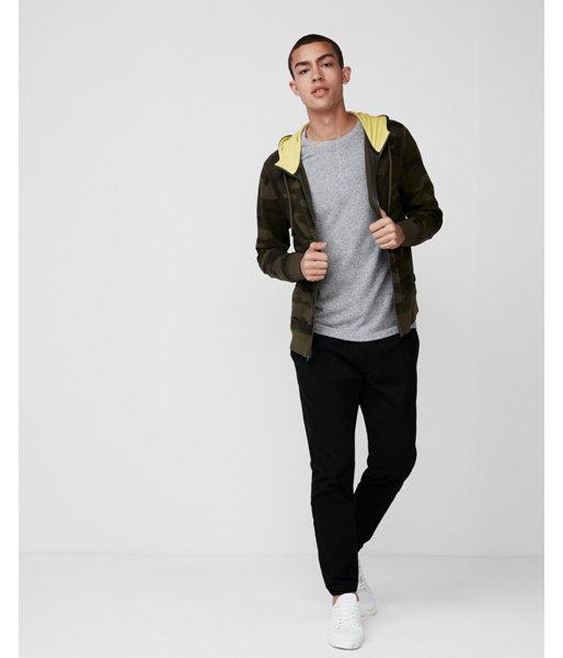 Express Mens Camo Zip Front Hoodie