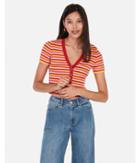 Express Womens Striped Button Front Cropped