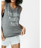 Express Petite The Ocean Made Me Salty Graphic Tank