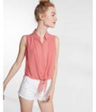 Express Womens Tie-front Sleeveless Button-down