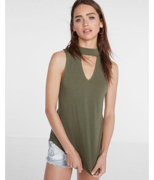 Express Womens Deep V Choker Tank