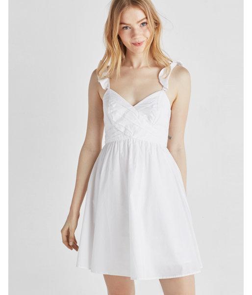 Express Womens Surplice Smocked Waist Fit And Flare Dress