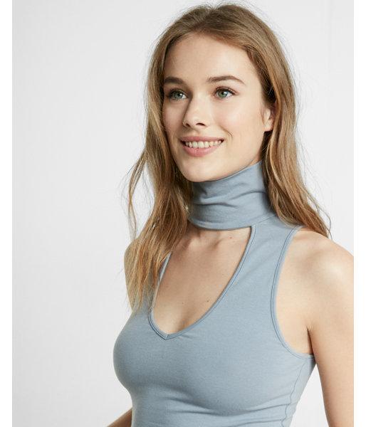 Express Mock Neck Cut-out Choker Tank