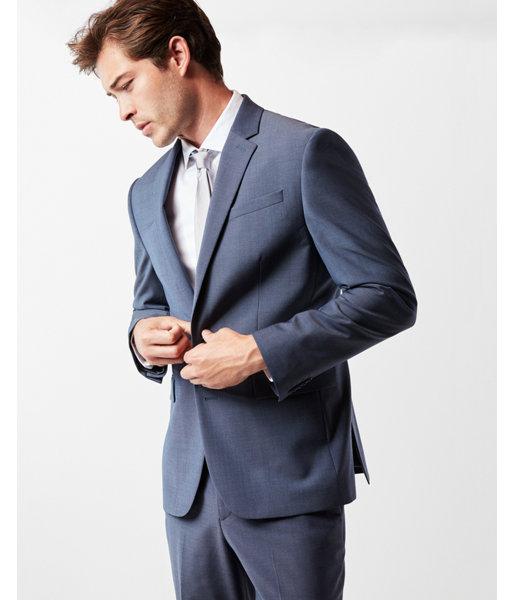 Express Mens Classic Blue Performance Stretch Wool Blend
