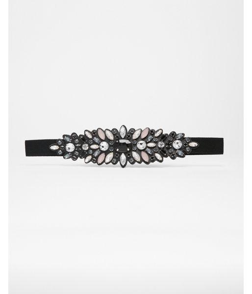 Express Womens Mixed Gem Black Belt