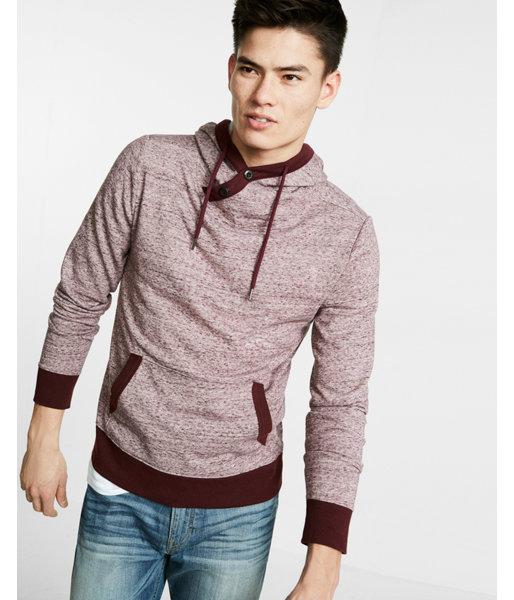 Express Speckled Fleece Crossover Popover Hoodie