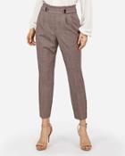 Express Womens High Waisted Plaid Pull-on Button Tab Ankle Pant
