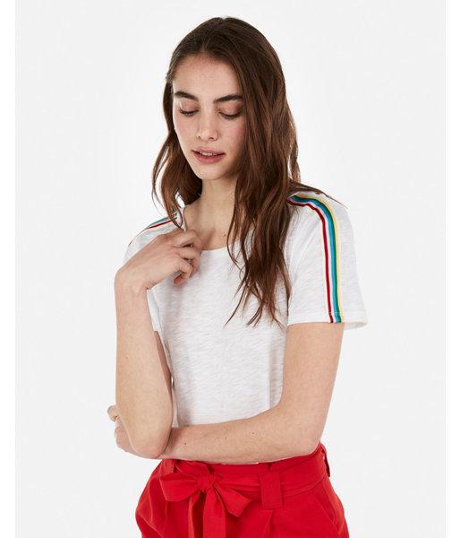 Express Womens Rainbow Tape Sleeve Easy Tee