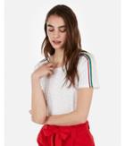 Express Womens Rainbow Tape Sleeve Easy Tee
