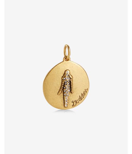 Express Womens Sequin Matte Gold Goddess Charm