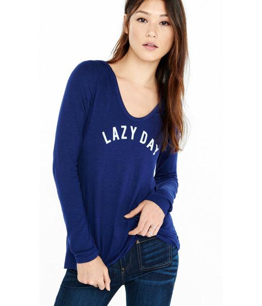 Express Women's Tees Express One Eleven Lazy Day Hooded Graphic T-shirt