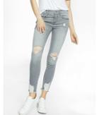 Express Mid Rise Gray Destroyed Stretch Ankle Jean