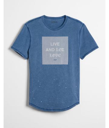 Express Mens Acid Wash Live And Let Love Graphic Tee