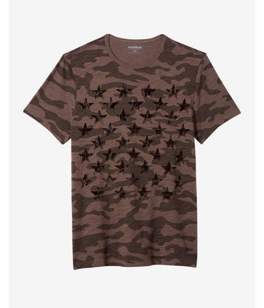 Express Mens Star Camo Cotton Graphic Tee