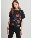 Express Floral Ruffle Boxy Tee