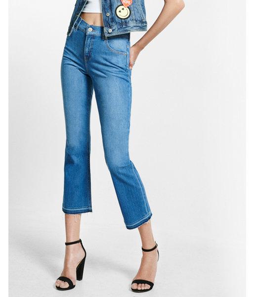 Express Womens High Waisted Released Hem Bell Crop Jeans