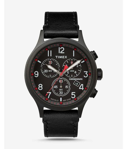 Express Mens Timex Scout Leather-strap Chronograph Watch