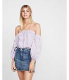 Express Womens Striped Off The Shoulder Balloon
