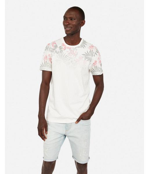 Express Mens Hawaiian Ombre Crew Neck Tee
