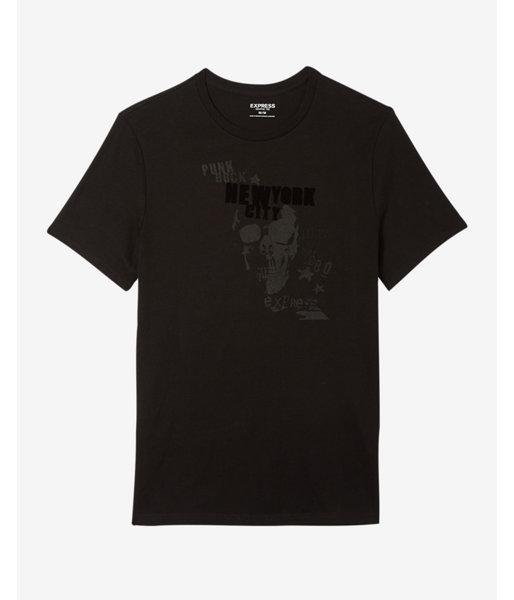 Express New York Skull Crew Neck Graphic Tee