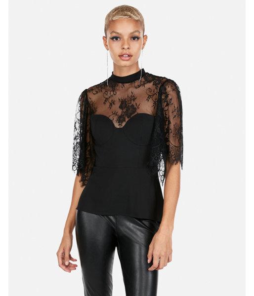 Express Womens Lace Peplum Hem Top
