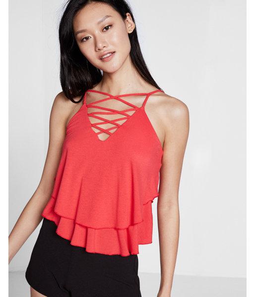 Express Strappy Tiered Ruffle Cami
