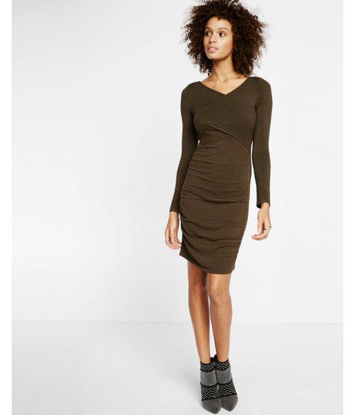 Express Ruched Crossover Front Dress