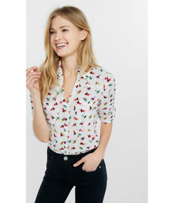 Express Women's Tops Original Fit Mustache Pepper Print Portofino
