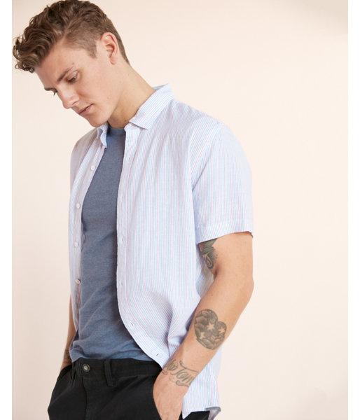 Express Mens Soft Wash Vertical Stripe Short Sleeve Cotton