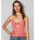 Express Womens Small Floral Tie Front Cut-out Cami