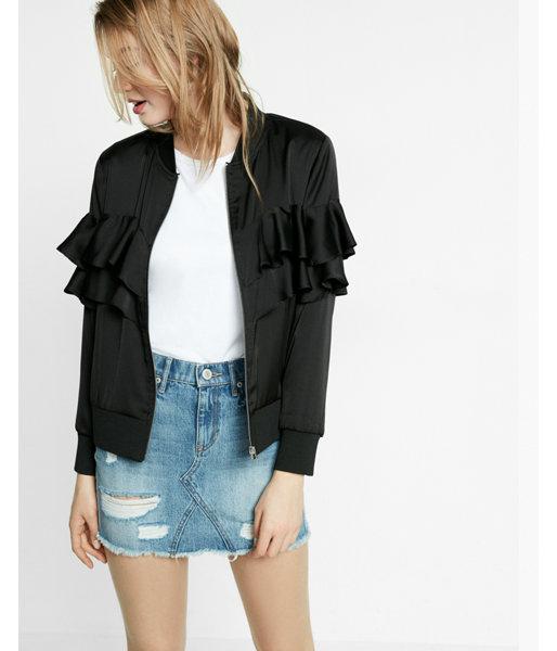 Express Ruffle Bomber Jacket