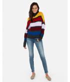 Express Womens Striped Funnel Neck Pullover