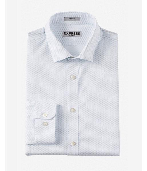 Express Mens Fitted Micro Dot Print Non Iron Dress