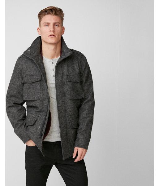 Express Mens Recycled Wool Four Pocket Removable Vest Field Jacket