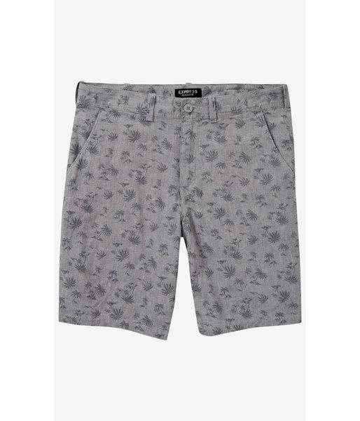 Express Men's Shorts Linen-cotton Island Print Flat Front