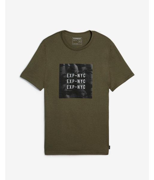 Express Mens Exp Nyc Camo Logo Crew Neck Graphic Tee