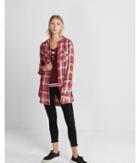 Express Womens Red And Black Plaid Button Front Tunic