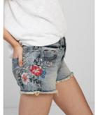 Express Womens Low Rise Embroidered Floral Jean