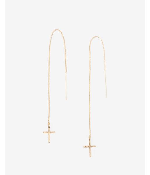 Express Embellished Cross Threader Earrings