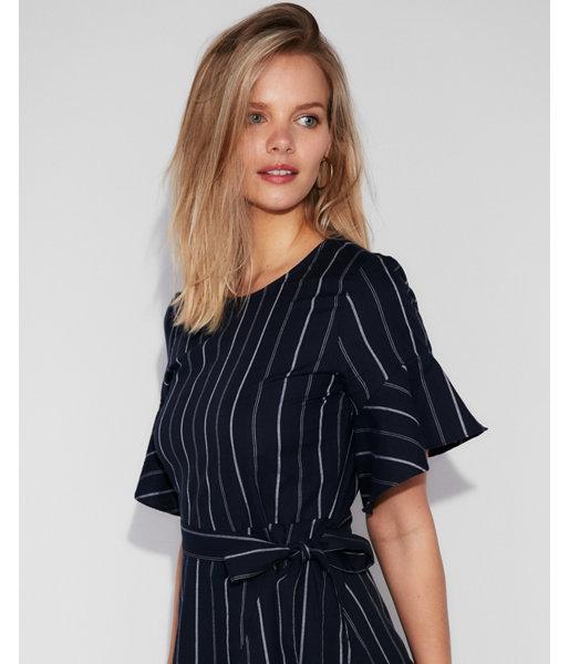 Express Womens Petite Striped Wrap Cotton Dress