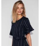 Express Womens Petite Striped Wrap Cotton Dress