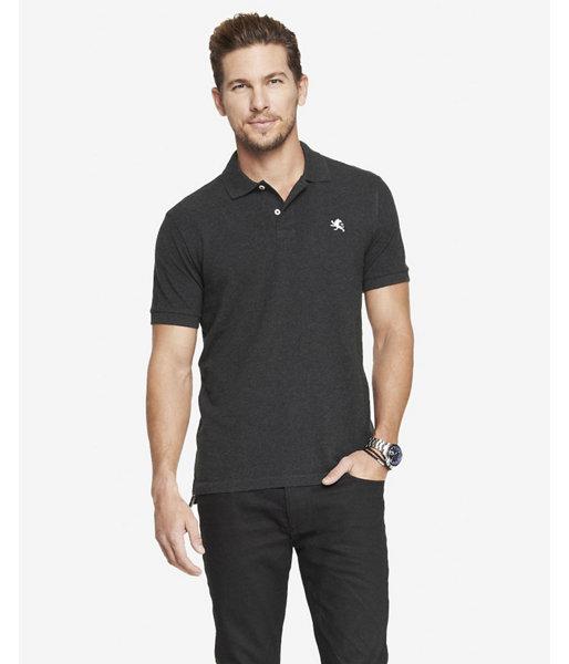 Express Mens Modern Fit Small Lion Pique Polo - Gray Heather