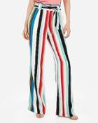 Express Womens Express Womens High Waisted Multi Stripe Paperbag Wide Leg Palazzo Pant