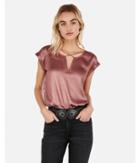 Express Womens Petite Shimmery Cross Front Gramercy Tee