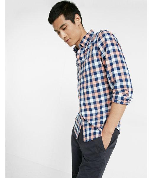 Express Mens Soft Wash Check Button-down Collar