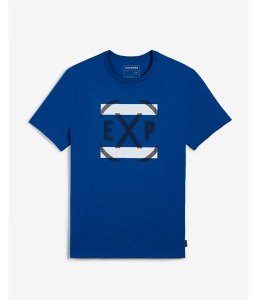 Express Mens Express Striped Graphic Crew Neck Tee